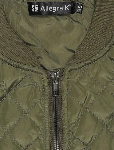 Allegra K Women's Raglan Long Sleeves Quilted Zip Up Bomber Jacket with Pockets in Kuwait