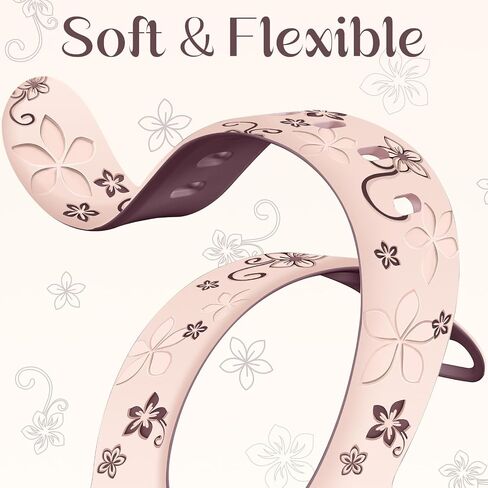 Floral Engraved Silicone Band for Women Compatible with Apple Watch 38mm 40mm 41mm 42mm(S10) Two-Tone Flower Soft Lightweight Sport Strap for iWatch Series 10/9/8/7/6/5/4/3/2/1/SE Black/Pink in Kuwait