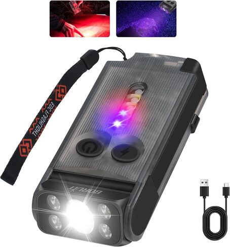 BORUIT V30 Rechargeable EDC Flashlight 900 LM Compact and Portable Clip Light, Keychain Lights with 365nm Blacklight UV/Red Flashlight,180°Rotatable Magnetic Light for Everyday Carry and Emergencies in Saudi Arabia