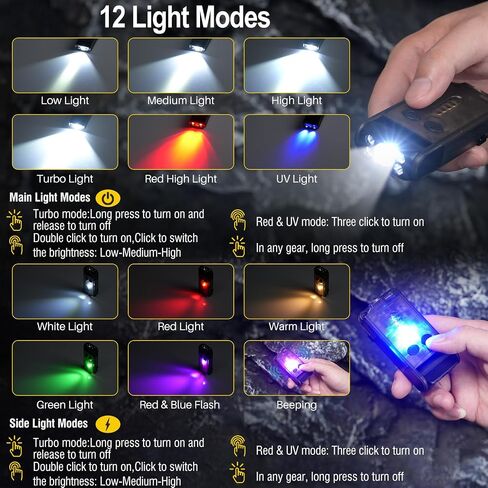 BORUIT V30 Rechargeable EDC Flashlight 900 LM Compact and Portable Clip Light, Keychain Lights with 365nm Blacklight UV/Red Flashlight,180°Rotatable Magnetic Light for Everyday Carry and Emergencies in Saudi Arabia