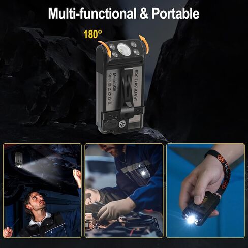 BORUIT V30 Rechargeable EDC Flashlight 900 LM Compact and Portable Clip Light, Keychain Lights with 365nm Blacklight UV/Red Flashlight,180°Rotatable Magnetic Light for Everyday Carry and Emergencies in Saudi Arabia
