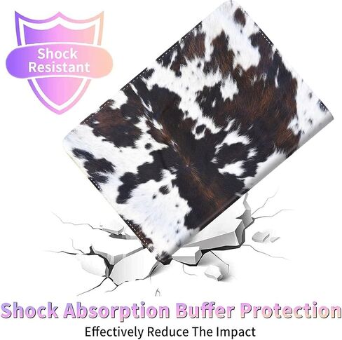 Case for iPad 9th / 8th / 7th Generation (2021/2020/2019) 10.2 inch/iPad Air 10.5" 2019 / iPad Pro 10.5",Leather Smart Cover with Auto Wake/Sleep, Cowhide Brown Black Cow in Kuwait