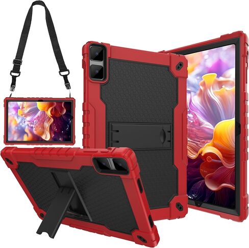 for DOOGEE T10 Plus,UMIDIGI A13 Tab 10.5" Case, Shockproof Case with Shoulder Strap Soft Silicone Hard Back case for TECLAST T40HD T40Air 10.4 inch Tablet case (Black/Black) in Saudi Arabia