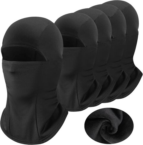 5 Pcs Balaclava Face Mask Thermal Fleece Full Face Mask Windproof UV Protection Men's Balaclavas for Running Riding (Black) in Saudi Arabia
