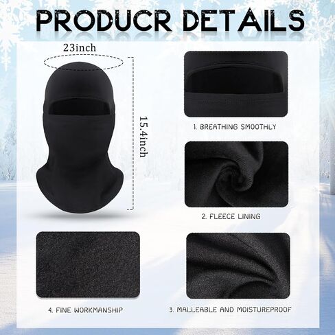 5 Pcs Balaclava Face Mask Thermal Fleece Full Face Mask Windproof UV Protection Men's Balaclavas for Running Riding (Black) in Saudi Arabia
