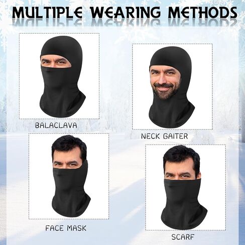 5 Pcs Balaclava Face Mask Thermal Fleece Full Face Mask Windproof UV Protection Men's Balaclavas for Running Riding (Black) in Saudi Arabia