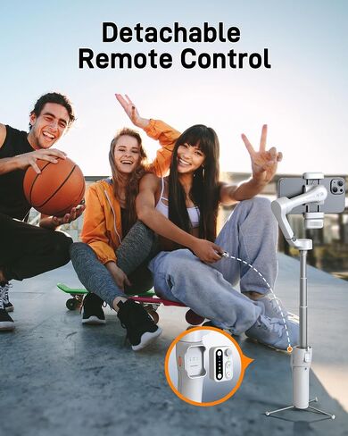 Hohem iSteady V3 Gimbal Stabilizer for iPhone، 3-Axis Phone Gimbal، متتبع AI مغناطيسي، قضيب مدمج قابل للتمديد وحامل ثلاثي القوائم، جهاز تحكم عن بعد قابل للفصل، مثبت Gimbal للسفر، Vlog، TikTok، أسود in Kuwait