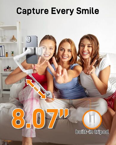 Hohem iSteady V3 Gimbal Stabilizer for iPhone، 3-Axis Phone Gimbal، متتبع AI مغناطيسي، قضيب مدمج قابل للتمديد وحامل ثلاثي القوائم، جهاز تحكم عن بعد قابل للفصل، مثبت Gimbal للسفر، Vlog، TikTok، أسود in Kuwait