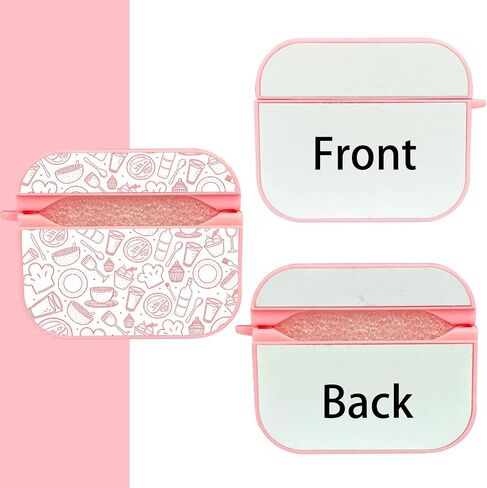5 PCS Sublimation Hard Plastic Blanks Case Cover Compatible with AirPods 3 (2021) DIY Blank Case Gifts Personalized Printing Cases with Inserts Pink in Saudi Arabia