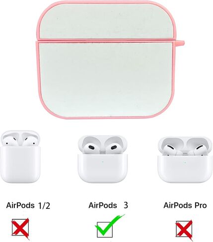 5 PCS Sublimation Hard Plastic Blanks Case Cover Compatible with AirPods 3 (2021) DIY Blank Case Gifts Personalized Printing Cases with Inserts Pink in Saudi Arabia