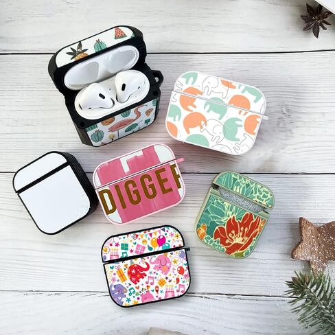5 PCS Sublimation Hard Plastic Blanks Case Cover Compatible with AirPods 3 (2021) DIY Blank Case Gifts Personalized Printing Cases with Inserts Pink in Saudi Arabia