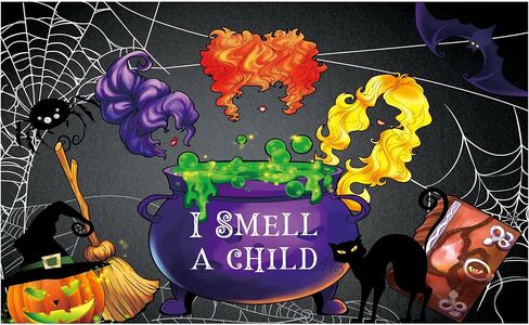 Allenjoy Halloween I Smell a Child خلفية للأطفال تصوير فوتوغرافي يشربون الساحرات استحمام الطفل خلفية حفلة عيد ميلاد خدعة أو علاج راية قلعة اليقطين ديكور سحري فوتوبوث الدعائم لوازم in Kuwait