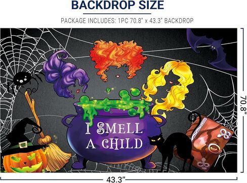 Allenjoy Halloween I Smell a Child خلفية للأطفال تصوير فوتوغرافي يشربون الساحرات استحمام الطفل خلفية حفلة عيد ميلاد خدعة أو علاج راية قلعة اليقطين ديكور سحري فوتوبوث الدعائم لوازم in Kuwait