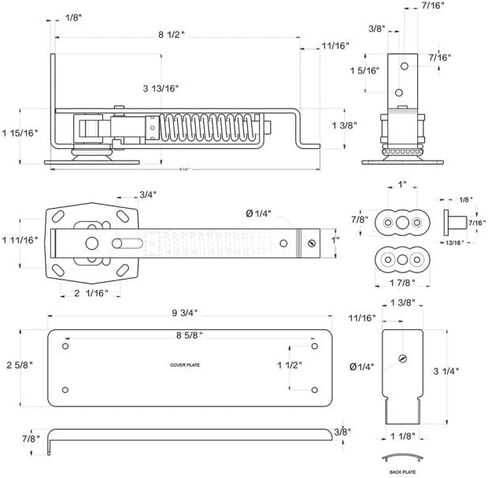 Deltana DASH95U5 Double Action Solid Brass Spring Hinge with Solid Brass Cover Plates in Saudi Arabia