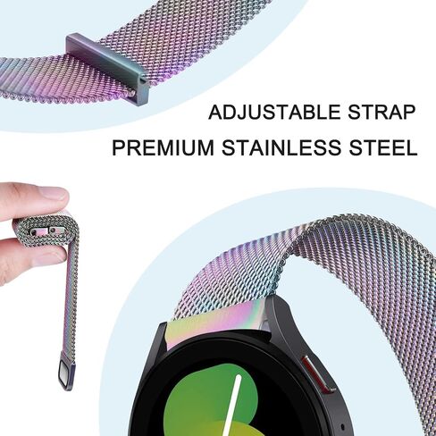 سوار معدني AK متوافق مع ساعة Samsung Galaxy Watch 6 Band 40mm 44mm / Galaxy Watch 6 Classic Bands 43mm 47mm، 20mm حلقة شبكية من الفولاذ المقاوم للصدأ حزام بديل مغناطيسي لساعة Galaxy Watch 6 Band النساء والرجال in Saudi Arabia