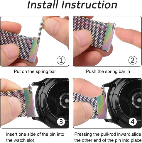 سوار معدني AK متوافق مع ساعة Samsung Galaxy Watch 6 Band 40mm 44mm / Galaxy Watch 6 Classic Bands 43mm 47mm، 20mm حلقة شبكية من الفولاذ المقاوم للصدأ حزام بديل مغناطيسي لساعة Galaxy Watch 6 Band النساء والرجال in Saudi Arabia