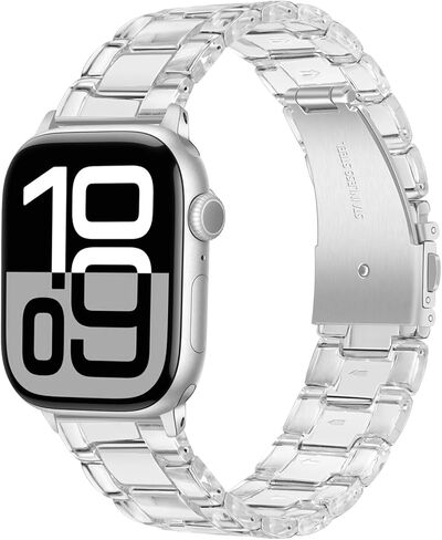 سوار TRUMiRR لساعة Apple Series 10 42 ملم / 9 8 7 41 ملم / SE (الجيل الثاني) 40 ملم ستارلايت للنساء، حزام ساعة من الراتنج من الفولاذ المقاوم للصدأ لسلسلة iWatch SE 6 5 4 3 2 1 40 ملم 38 ملم in Kuwait