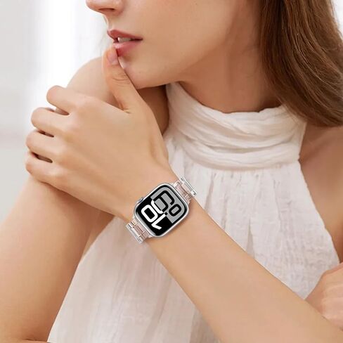 سوار TRUMiRR لساعة Apple Series 10 42 ملم / 9 8 7 41 ملم / SE (الجيل الثاني) 40 ملم ستارلايت للنساء، حزام ساعة من الراتنج من الفولاذ المقاوم للصدأ لسلسلة iWatch SE 6 5 4 3 2 1 40 ملم 38 ملم in Kuwait