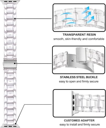 سوار TRUMiRR لساعة Apple Series 10 42 ملم / 9 8 7 41 ملم / SE (الجيل الثاني) 40 ملم ستارلايت للنساء، حزام ساعة من الراتنج من الفولاذ المقاوم للصدأ لسلسلة iWatch SE 6 5 4 3 2 1 40 ملم 38 ملم in Kuwait