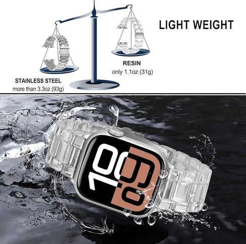 سوار TRUMiRR لساعة Apple Series 10 42 ملم / 9 8 7 41 ملم / SE (الجيل الثاني) 40 ملم ستارلايت للنساء، حزام ساعة من الراتنج من الفولاذ المقاوم للصدأ لسلسلة iWatch SE 6 5 4 3 2 1 40 ملم 38 ملم in Kuwait