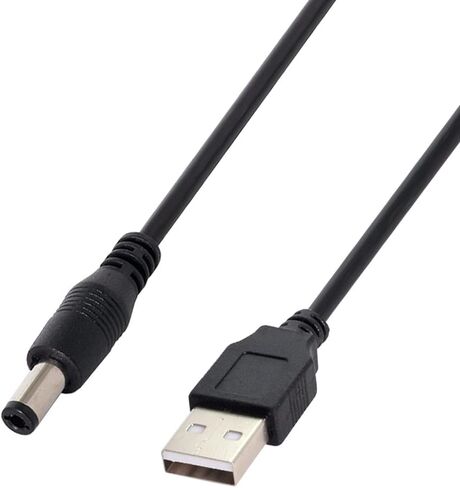 Cablecc USB 2.0 ذكر نوع إلى 5.5x2.5 مللي متر تيار مستمر 5 فولت قابس طاقة موصل برميل كبل شحن 80 سنتيمتر in Saudi Arabia