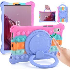 DETUOSI Silicone Case for Lenovo Tab M9 9.0 inch 2023 (TB-310FU), with Handle Kickstand, Adjustable Multi Angle Case for Tab M9 Tablet, Dazzling Pink
