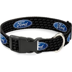 Dog Collar Plastic Clip Ford Oval Repeat Text 9 to 15 Inches 1.0 Inch Wide