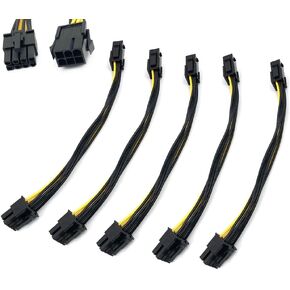 FainWan 5Pack 6 Pin Male to 8 Pin Male PCIe Adapter Power Cable PCI Express Extension Cable 20CM (8 Inchs)