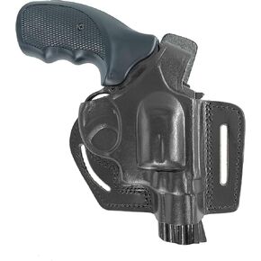 S&W K Frame Holster, 2 Slot Pancake OWB Leather Gun Holsters Thumb Break Open-end RH Handmade!