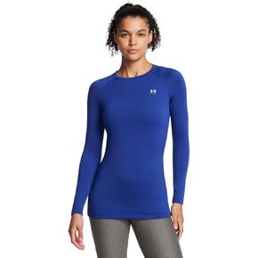 تي شيرت نسائي من Under Armour بأكمام طويلة ورقبة دائرية وأكمام طويلة