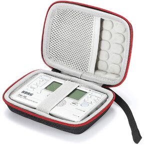 Hard travel case for Korg TM-50 / TM-60BK Tuner Metronome and Clip on Microphone, Protective Carrying Storage Bag - Black (Gray Lining)