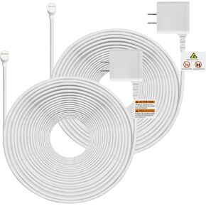 iMah 10m Extended Power Charging Cord Replacement for Google Nest Cam (Battery) Charge Cable | 10m (32.8ft), White, Pack of 2