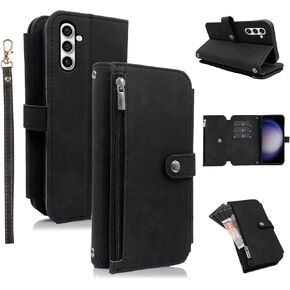 Compatible with Samsung Galaxy S24 Plus S24+ 5G Wallet Case with Lanyard Wrist Strap, 9 Card Slots Retro Flip Folio Purse Credit Card Holder Stand Phone Cover for S24plus 24S + S 24 24+ Purple