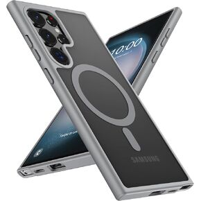 Strong Magnetic for Samsung Galaxy S24 Ultra Case, [Compatible with MagSafe] [Military-Grade Protection] Shockproof Translucent Matte for S24 Ultra Case 6.8",Black Titanium