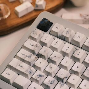 90% PBT Keycaps - Marble Keycaps Dye-Sub 1.8mm Thickness Cherry Profile 140 Keys Translucent Custom Keycaps Set for Mechanical Keyboard Keycaps