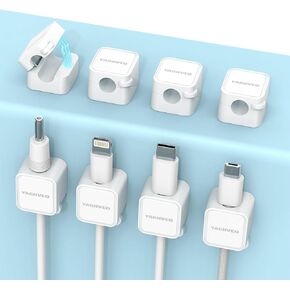 6+1Pack Magnetic Cord Organizer, Wire Holder Keeper Organizer Management, Easy Secure Adhesive Cable Management, for Home,Office,Car,Desk,Nightstand（Black with magnetic base）