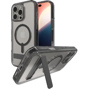 ZAGG Santa Cruz Snap with Kickstand Case for iPhone 16 Pro Max – MagSafe Compatible, 13ft Military-Grade Drop Protection, Reinforced with Graphene, Clear Case with Vibrant Color Accents, Black