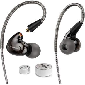 PRO Professional 4pcs Drivers Wired Earbuds, Wired Earphones with Detachable Cable & Ear Hook for Sport Running & Casual (Black NO MIC)