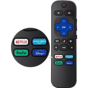 New Roku TV Replacement Remote, Portable Senstive Roku Remote Control for TCL Roku TV/Hisense Roku TV/Sharp Roku TV/Onn Roku TV, with 4 Shortcuts Netflix/Disney+/Hulu/Apple TV Buttons(with 2 Bateries)