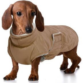 FUAMEY Winter Dog Jacket for Extra Small Dogs,Dog Cold Weather Coats,Warm Dog Jacket Water-Resistant Dog Outfit,Thick Dog Snowsuit for Yorkshire Chihuahua,Pet Winter Clothing Khaki XS