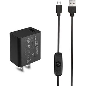 محول طاقة 5V3A مدرج في قائمة UL مع كابل USB بطول 1.5 متر من النوع C إلى النوع A مع مفتاح تشغيل/إيقاف متوافق مع Raspberry Pi 4 Model B