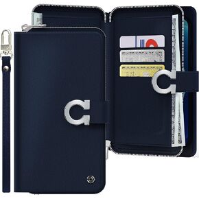 JUST4YOU Galaxy Note 20 Zipper Wallet Case with Strap Card Holder Premium PU Leather Flip Cover Folio Case (Red) CS_FC_ZW_GN20_RD