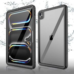 SaharaCase Oasis Series Waterproof Case for Apple iPad Pro 13-inch M4 (2024) - IP68 Water-Resistance Rating, Built-in Screen Protector, Clear Sound, Childproof Design - Scorpion Black
