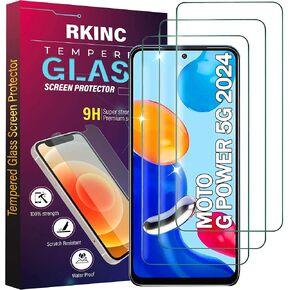 RKINC Screen Protector [3-Pack] for Motorola Moto G Power 5G (2024) [Not Fit for 2020-2023 Version], Tempered Glass Film Screen Protector, 0.33mm [LifetimeWarranty][Bubble-Free][Anti-Shatter]