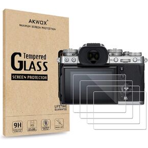 (Pack of 3) Tempered Glass Screen Protector for Fujifilm X-T3, AKWOX [0.3mm 2.5D High Definition 9H] Anti-Scratch Optical LCD Premium Protective Cover