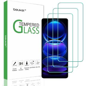 beukei (3 Pack) Compatible for Xiaomi Redmi Note 12 Pro Plus/Xiaomi Redmi Note 12 Pro Screen Protector Tempered Glass,Touch Sensitive,Case Friendly, 9H Hardness