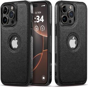 Design Compatible with iPhone 16 Pro Max Case Luxury Leather Business Vintage Slim Non-Slip Soft Grip Shockproof Protective Cover (2024) 6.9 Inch (Brown)