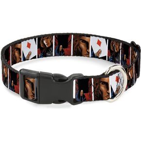Marvel Comics Pet Collar, Dog Collar Plastic Buckle, X Men Gambit Cards Pose Blocks, 11 to 16.5 Inches 1.0 Inch Wide