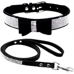 Rhinestone Dog Collar Leashes, Crystal Diamond Cat Dog Collar Leash Set, Cute Dazzling Dog Rhinestone Collar, Dog Collar Harness for Small & Medium Dogs