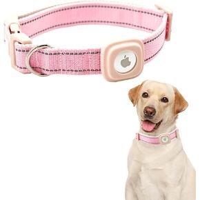 Lionheart glory Airtag Dog Collar Reflective Dog Collars with Airtag Hloder Female Male Baby Pink Collar Dog Adjustable Durable Soft Classic Collar for Small Dogs Pet Gift